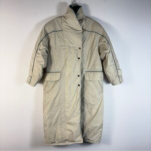 Vintage 80s 90s Cyclone Winter Club Ski Woman’s Jacket Green Cream Puffer 10